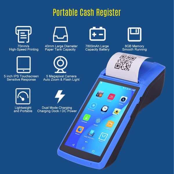 

aibecy all in one handheld pda printer wireless android payment terminal receipt printer with 5 inch touchscreen charging