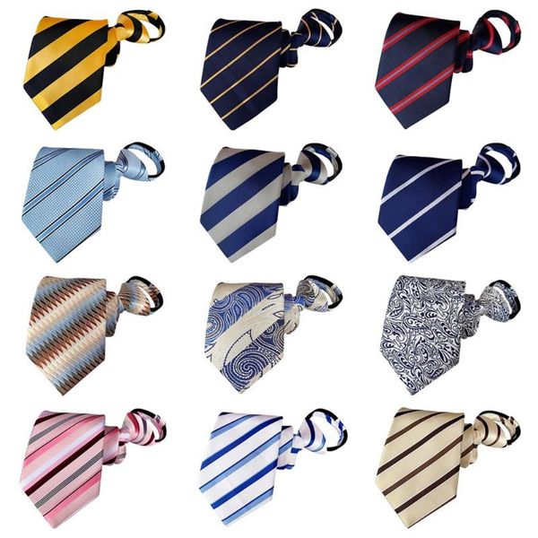 

men classic stripe paisley 8cm wide zipper neckties pre-tied wedding party ties bwthz0380, Black;gray