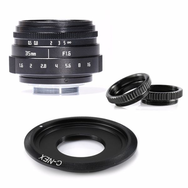 

35mm f/1.6 cctvii camera lens for sony nex e-mount camera c-nex adapter bundle