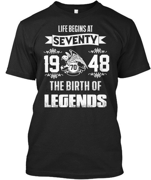 

100% cotton brand new happy 70 birthday 1948 standard t-shirt summer tee shirt