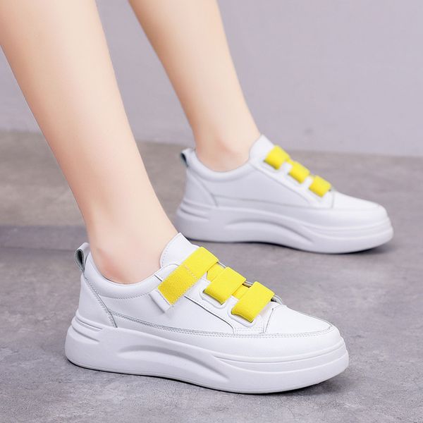 

white sneakers vulcanized shoes tenis feminino lace up round toe casual fashion flat women shoes platform zapatillas mujer, Black