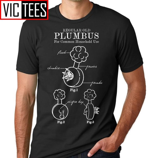 

men's casual tees shirt plumbus blueprint t shirts crewneck 100% cotton t-shirt round collar