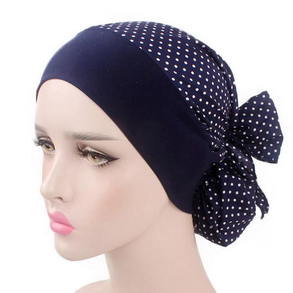 

womens muslim cancer chemo cap flower print hat turban cover hair head scarf wrap pre-tied headwear strech bandanas #t1p, Blue;gray