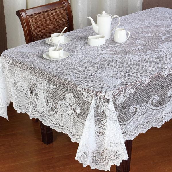 

table cloth lace tablecloth festival dustproof vintage cover white knitting elegant home decor kitchen christmas angel dining room party