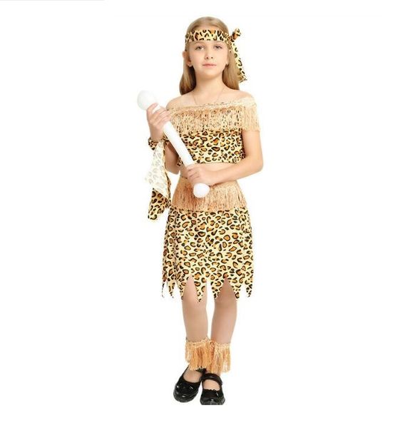 Halloween custume cosplay primitivos da sociedade crianças roupa vestido extravagante selvagens peludos prop infantil DS trajes traje engraçado para o show