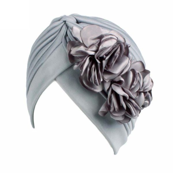 

women flower muslim turban elastic hat female chemo cap arab head scarf wrap cover headscarf islamic bandanas accessories #t1p, Blue;gray