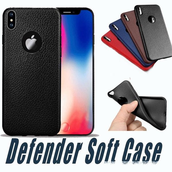 

ultra-thin defender soft case tpu silicone anti slip leather texture phone cases cover for iphone x xs max xr 8 7 6 6s plus