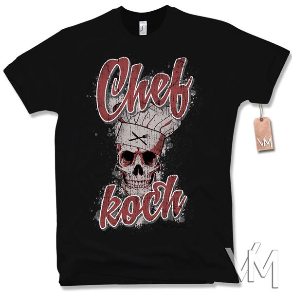 

2019 моды шеф-повар черепа t-shirt - шеф череп барбекю кук cooking pro old school футболочку