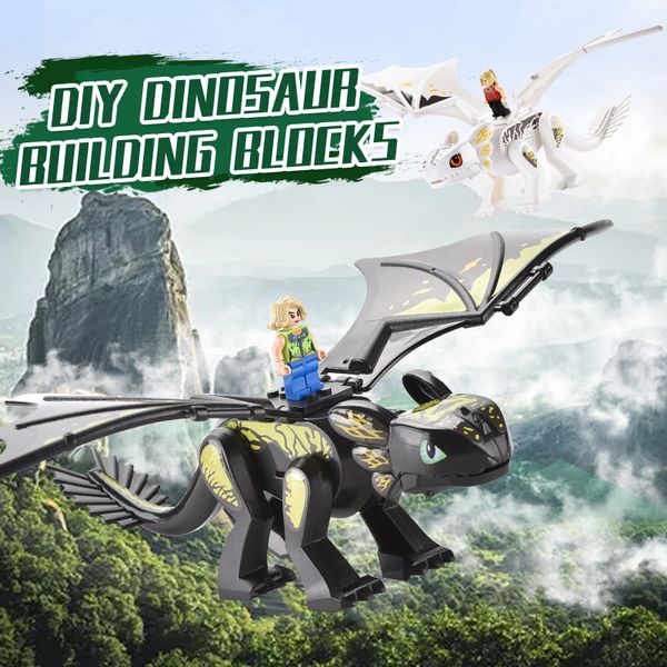 

electric toothless block how to train your dragon cartoon movie night fury light fury building blocks models kids bricks toys