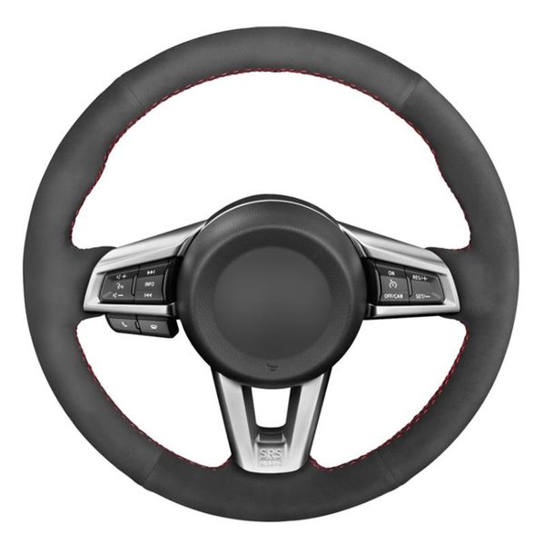 

black suede diy hand-stitched car steering wheel cover for mx-5 2020 2020