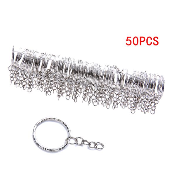 

25/30mm silver plated metal blank key ring keychain split ring keyfob women men diy key holder rings chains accessories