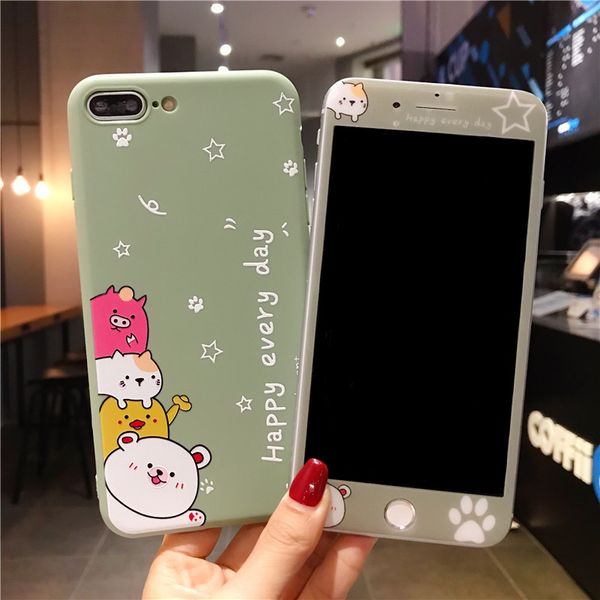 

phone case for iphone 11 pro max 6s 7 8 plus cartoon cat cases for iphone x se 2020 xr xs max 360 full body cute kitty cover
