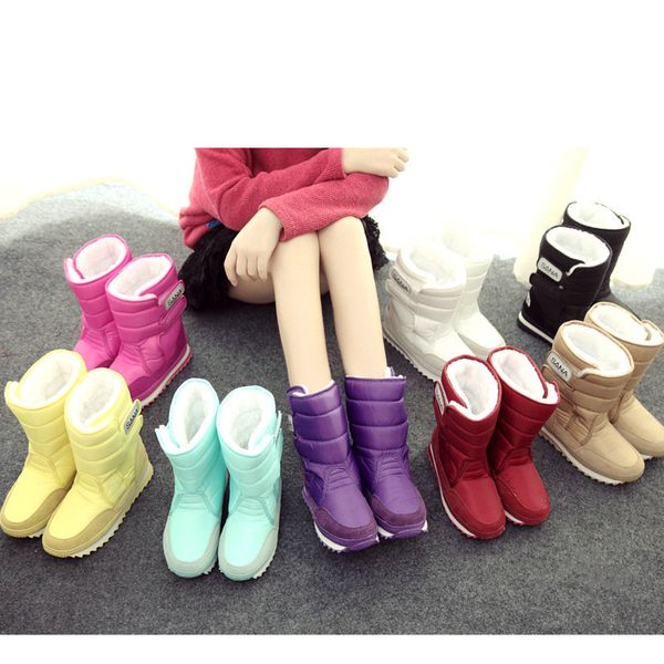 

2020 fashion warm cowhide leather boots winter wool boots women mid-calf women shoes warm plush insole platform shoes, Black