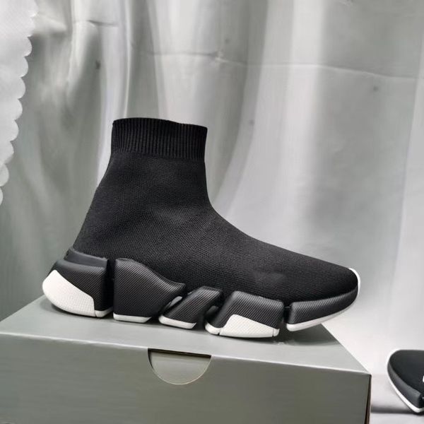 

classic luxury 2.0 sock shoes lady fashion flat casual shoes knit paris design allover logo outdoor sports shoes black dark grey beige with