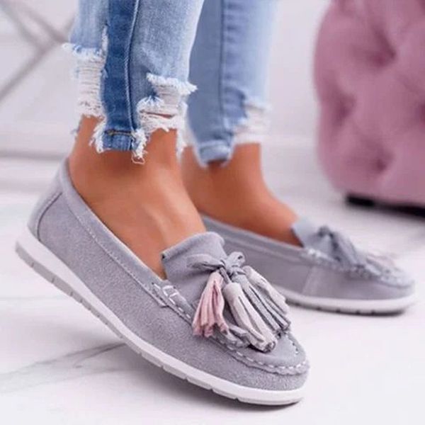 

casual flat shoes for women, plus size fringed shoes for students and girls, flat and casual women, women, Black