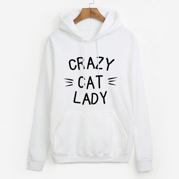 

pullovers women autumn winter fleece sweatshirts long sleeve tracksuits crazy cat lady hooded 2020 streetwear hip-hop hoodies, Black