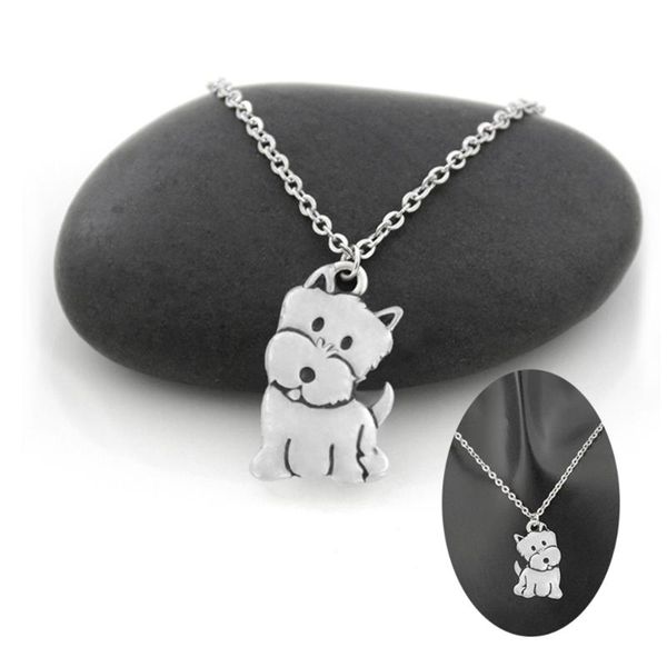 

pendant necklaces fashion westie & west highland dog puppy necklace for women men stainless steel chain mom lover jewelry, Silver