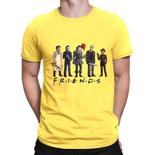 

pennywise michael myers jason voorhees 5 cartoon characters tee halloween gift plus size horror friends men t-shirt