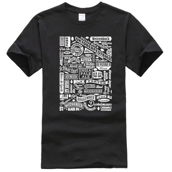 

100% cotton o-neck printed t-shirt craft beer types t shirt drink lover typography