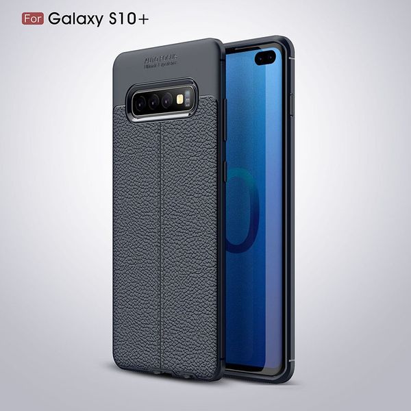

litchi texture luxury leather pu silicone soft case for samsung s10 plus full cover shockproof bumper case