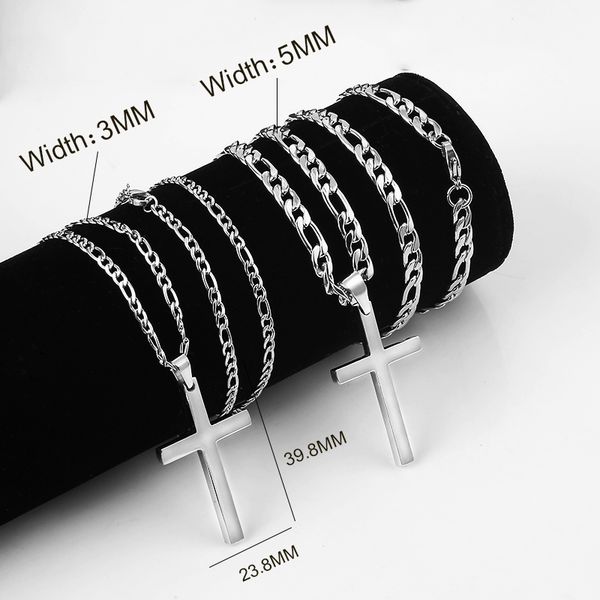 

pendant necklaces european and american hip hop cross necklace for mens women silver color stainless steel simple custom jewelry