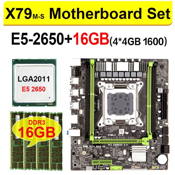 

tablet pc motherboards jingsha x79 m-s motherboard lga2011 e5 2650 cpu 4pcs x 4gb = 16gb ddr3 1600mhz ecc reg memory set m-atx combos m.2 ss