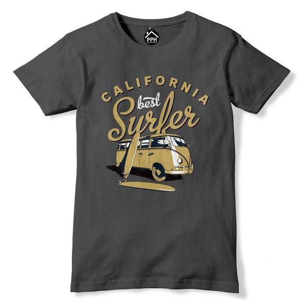 

california campervan surf t-shirt cali surfing t shirt mens casual t-shirt