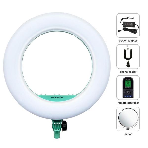 

yidoblo ax-480eii 5500k warm & cold bio-color camera p/studio/phone/video 18'' 240 led ring light led lamp makeup ring lamp