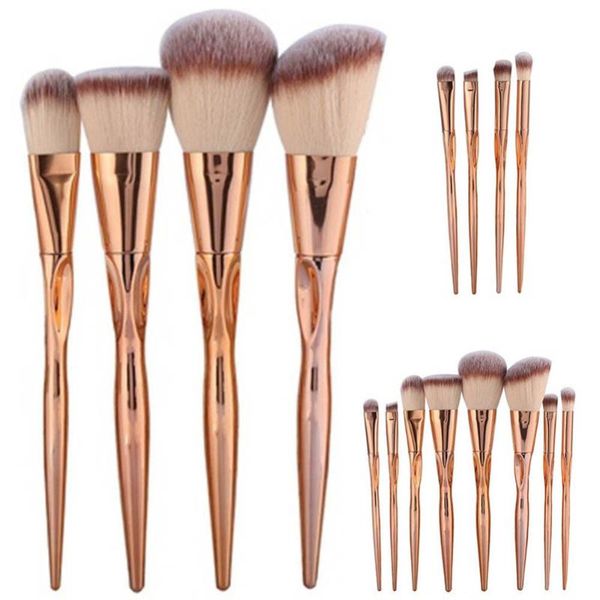 

4/8pcs a set metal makeup brushes cosmetic face foundation power eyeshadow blush make up brush kit maquiagem cotton pad dfdf