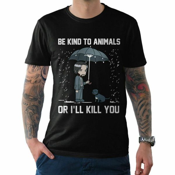 

keanu reeves john wick movie t-shirt be kind to animals or i kill you funny tee