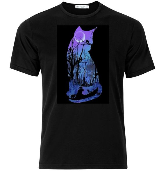 

фиолетовый луны кошки викка язычество t.shirt удобная футболка с коротким рукавом повседневная печать тройники дешево оптом