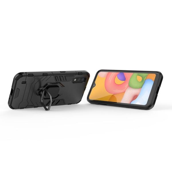 

armor 2 in 1shockproof hard pc soft silicone case for samsung a01 with ring stand full cover