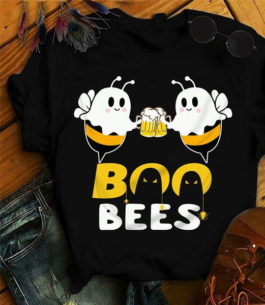 

boo bees drink wine halloween funny t-shirt casual printing tee shirt