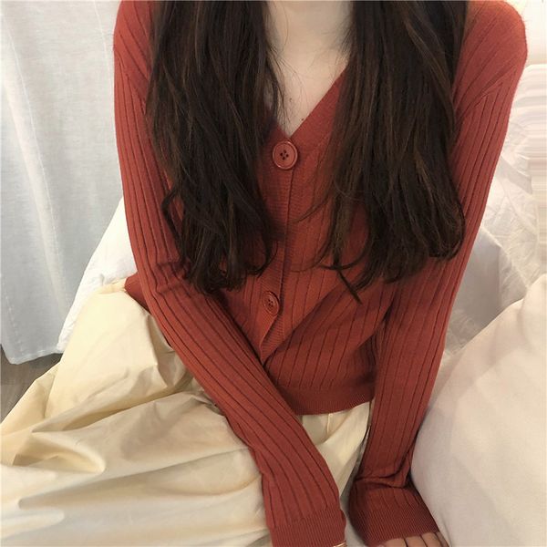 

women's knits & tees 2021 designer luxury autumn ins temperament v-neck long-sleeved sweater cardigan thin, White