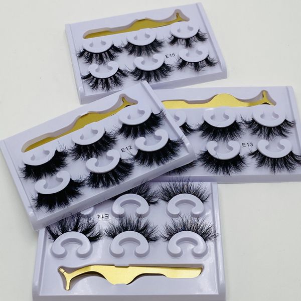 

3 pairs messy mink fake eyelashes tweezer set mink lashes natural dramatic volume eyelashes extension false eyelashes