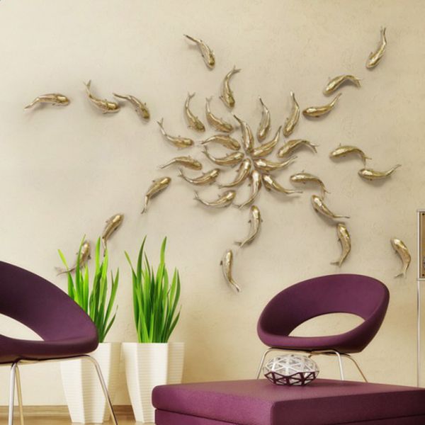 

set 2 resin wall decoration ornament carps for home background wall decor