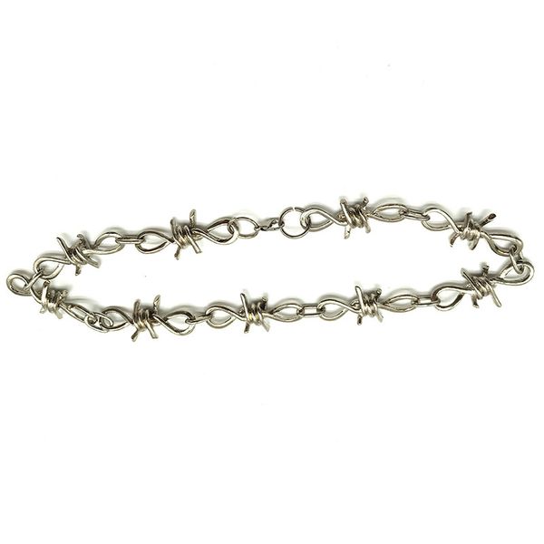 

2020 new handmade men women chain thorns spur necklace heavy duty padlock choker metal collar, Silver