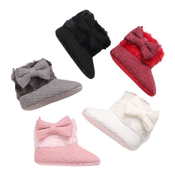 

newborn baby girl cotton boot solid color anti-slip prewalker warm winter baby shoes pink/red/white/gray/black, Black;grey