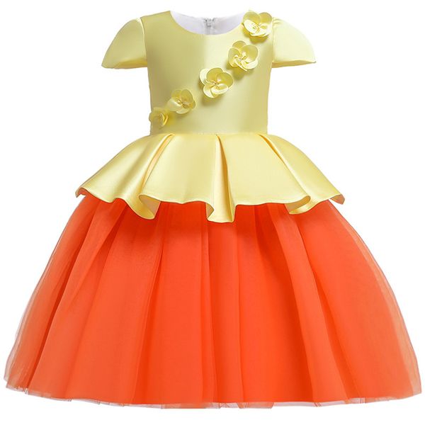 

summer tutu dress for girls dresses kids clothes wedding events flower girl dress birthday party costumes children clothing, Red;yellow