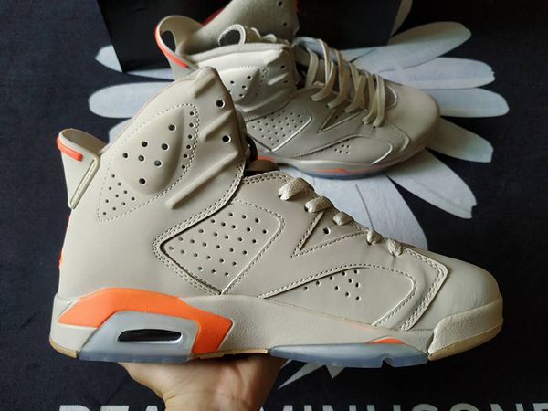 

with box 2020 mens basketball shoes 6s white orange for men high cut sports shoes size us7-13