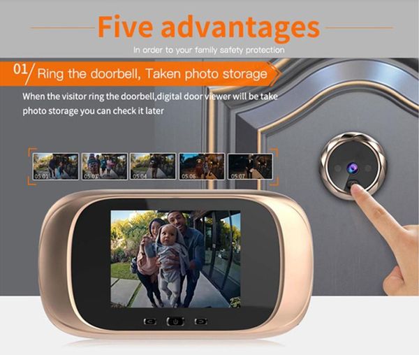 

doorbells 2.8 inch ir night vision video door phone long time standby visual peephole viewer