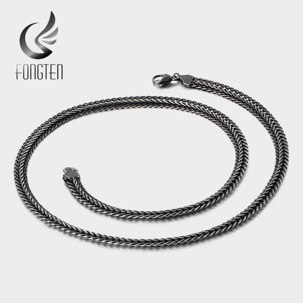 

fongten vintage black punk stainless steel long male snake chain necklace fashion jewelry, Silver