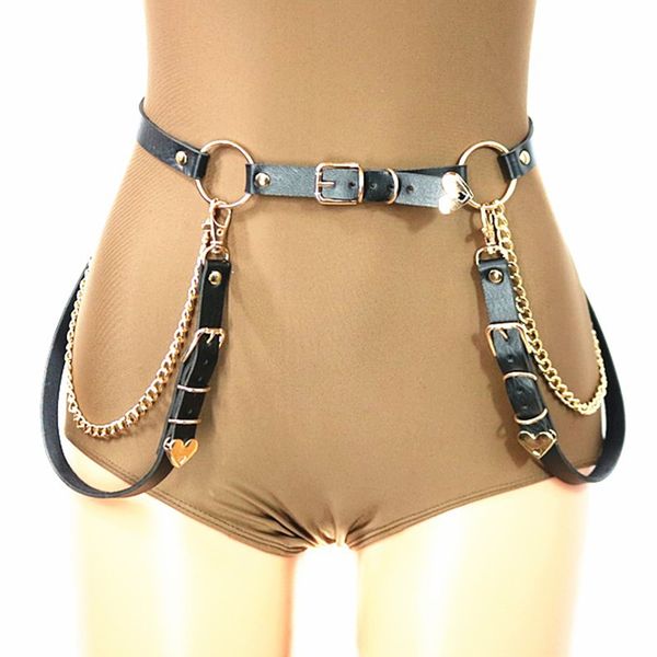 

street beat catwalk models versatile detachable chain decoration belts stage performances with apparel girdle, Black;brown
