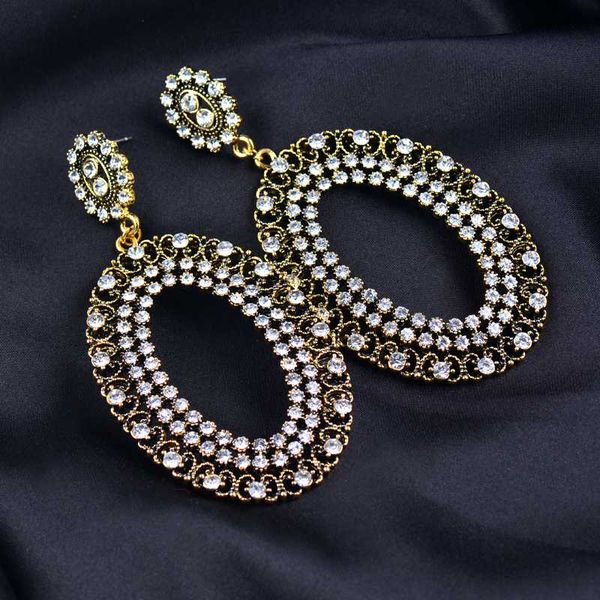 

sinleery vintage big hollow овальные серьги падения antique silver цвет белый кристалл серьги для женщин ювелирные изделия es160 ssc