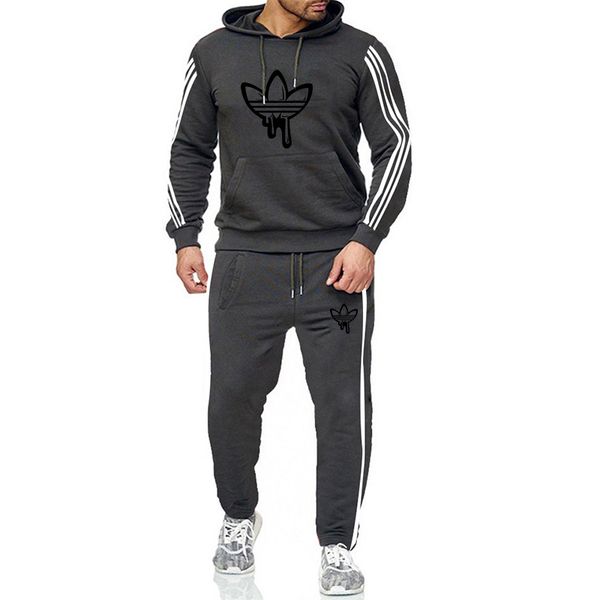 

2020 sports gym running clothes men's streetwear sportswear training fitness pants football men's jogging sweatshirt + sweatpants, Gray