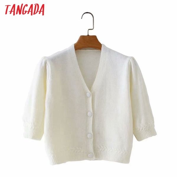 

tangada french style women elegant white cardigan vintage jumper lady fashion knitted cardigan coat 2x6