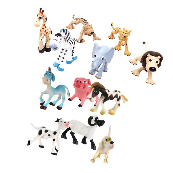 

12 pcs plastic pvc farm animal model forest animal figures kids toy kit
