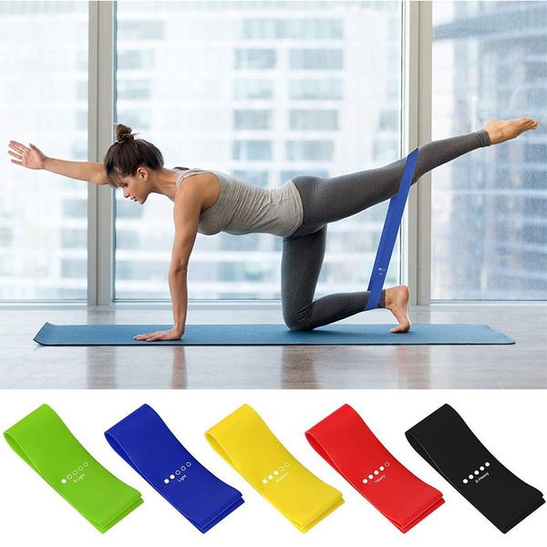 

resistance bands 5 colors yoga indoor outdoor fitness equipment 0.35mm-1.1mm pilates sport training workout elastic