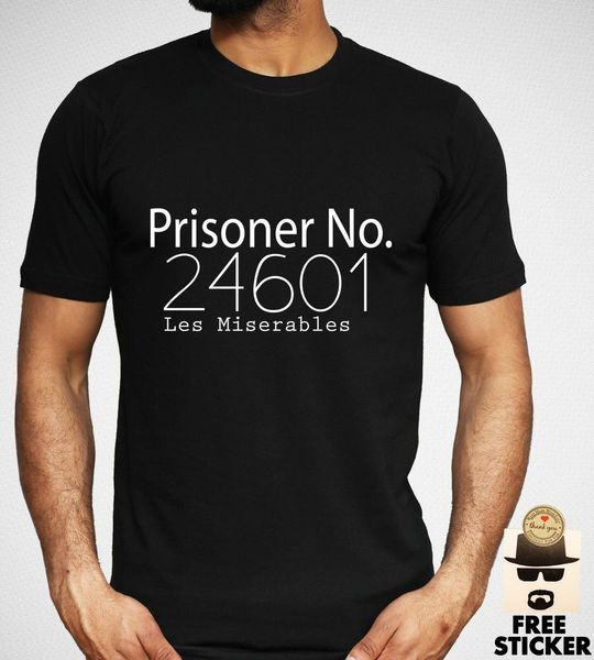 

prisoner 24601 t-shirt film inspired casual men outwears popular design hip hop anime male t shirt make shirts