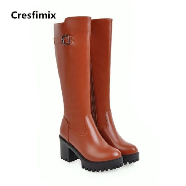 

boots cresfimix women fashion comfotable autumn & winter brown long lady casual plus size over knee black c2328